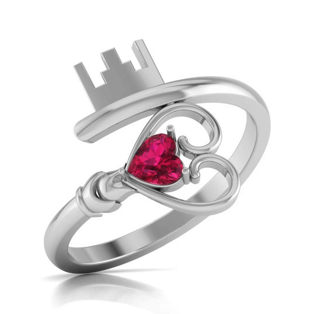 Designer Heart Ruby Platinum Diamond Ring for Women JL PT R8159   Jewelove.US
