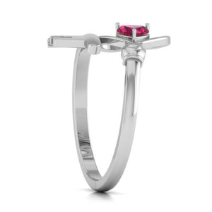 Designer Heart Ruby Platinum Diamond Ring for Women JL PT R8159   Jewelove.US