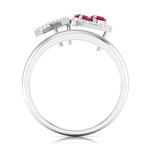 Load image into Gallery viewer, Double Heart Cut Ruby Platinum Diamond Ring for Women JL PT R8172   Jewelove.US
