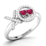 Load image into Gallery viewer, Double Heart Cut Ruby Platinum Diamond Ring for Women JL PT R8172   Jewelove.US
