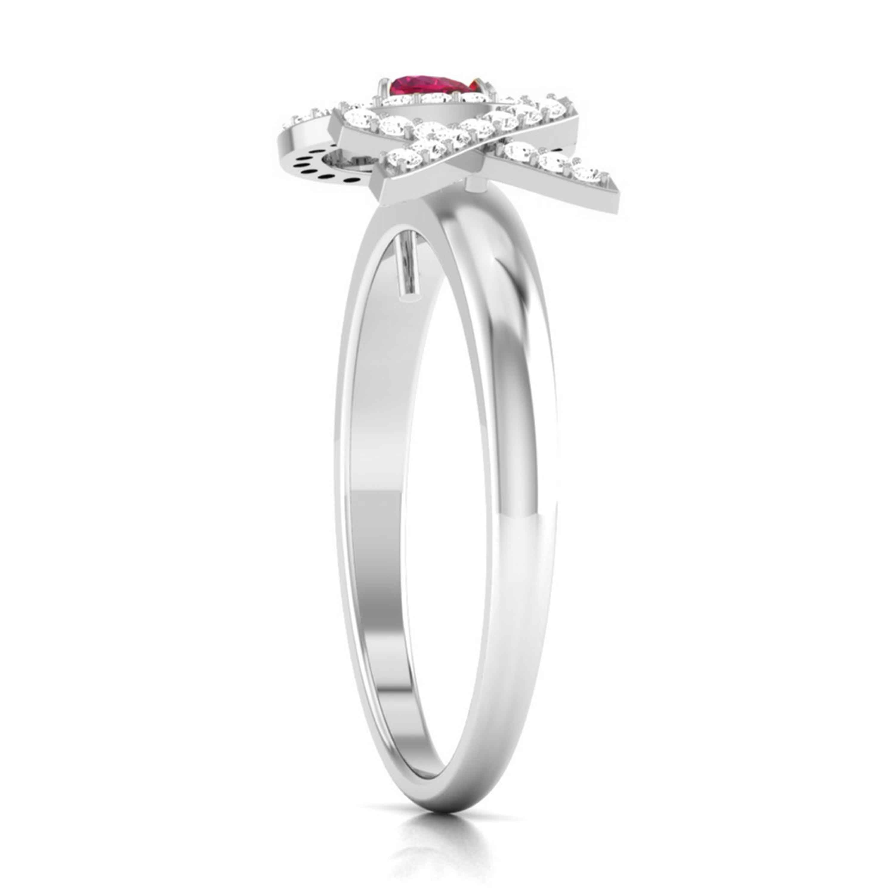 Double Heart Cut Ruby Platinum Diamond Ring for Women JL PT R8172   Jewelove.US