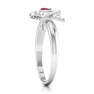 Double Heart Cut Ruby Platinum Diamond Ring for Women JL PT R8172   Jewelove.US