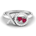 Load image into Gallery viewer, Double Heart Cut Ruby Platinum Diamond Ring for Women JL PT R8172   Jewelove.US
