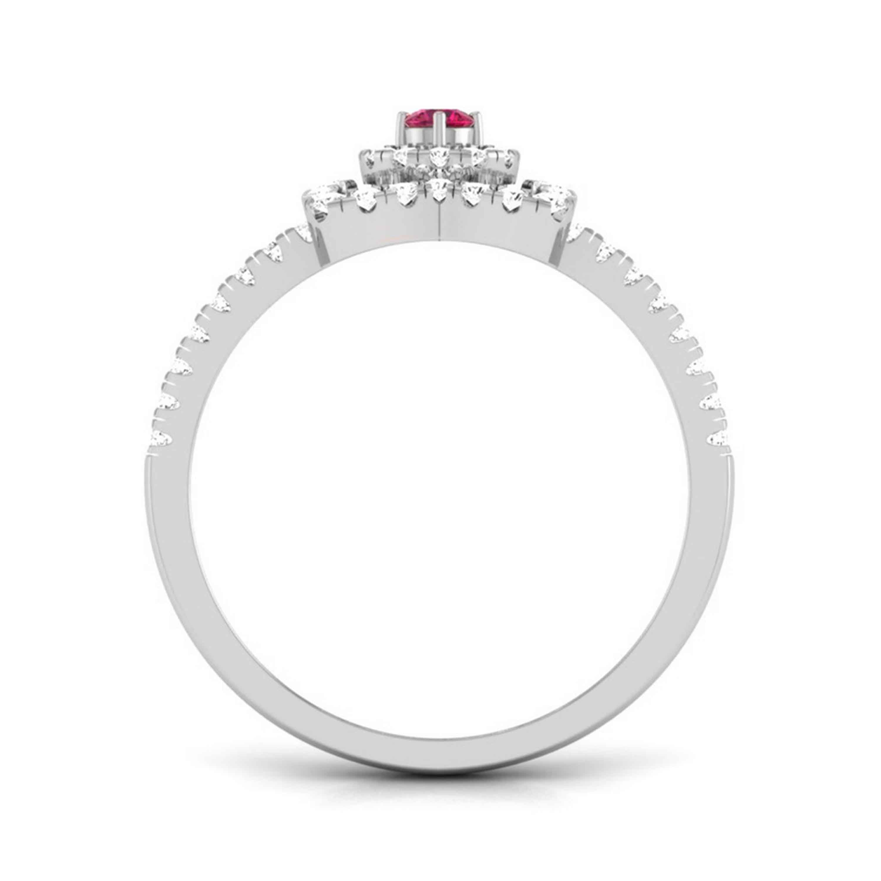 10 Pointer Ruby Platinum Diamond Ring for Women JL PT R8182   Jewelove.US