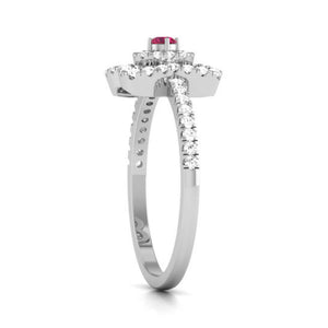 10 Pointer Ruby Platinum Diamond Ring for Women JL PT R8182   Jewelove.US