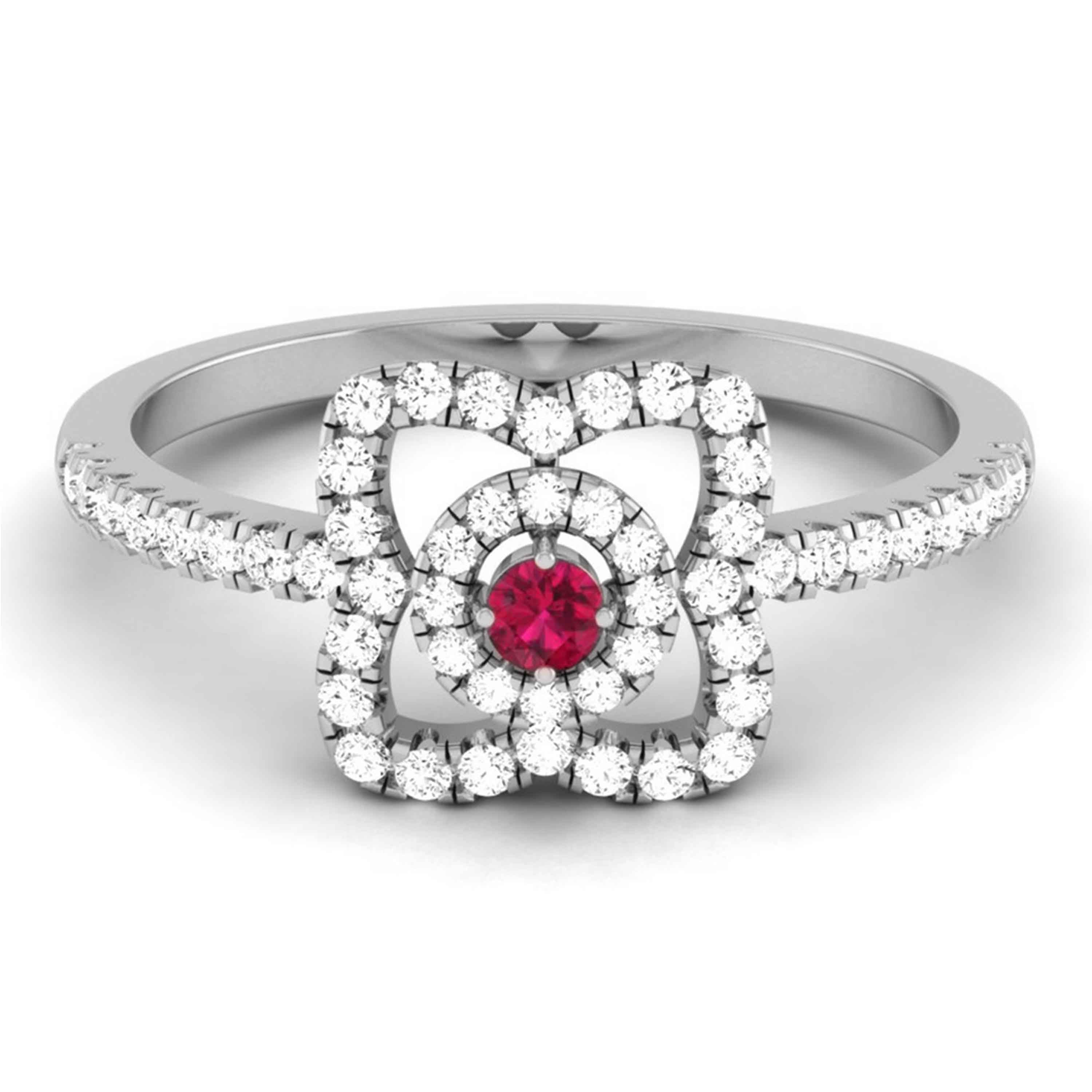 10 Pointer Ruby Platinum Diamond Ring for Women JL PT R8182   Jewelove.US