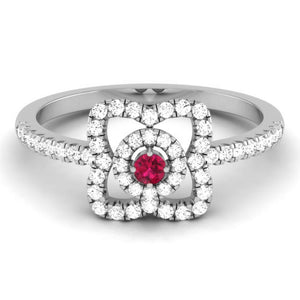 10 Pointer Ruby Platinum Diamond Ring for Women JL PT R8182   Jewelove.US