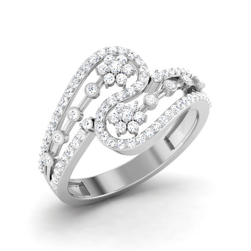 Designer Platinum Diamond Ring with Twist JL PT R8183  Women-s-Band-only-VVS-GH Jewelove.US