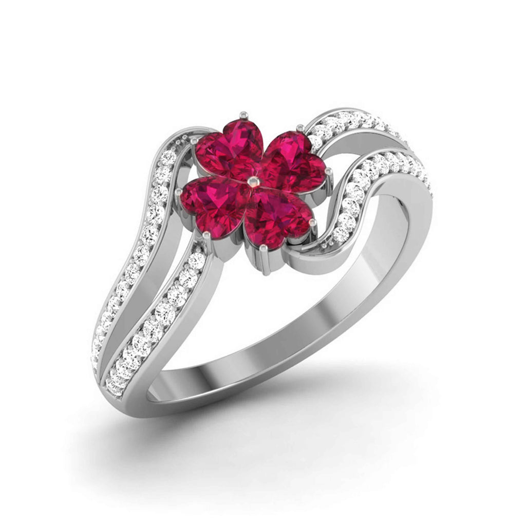 Designer Platinum Hear Ruby Diamond Ring for Women JL PT R8190   Jewelove.US