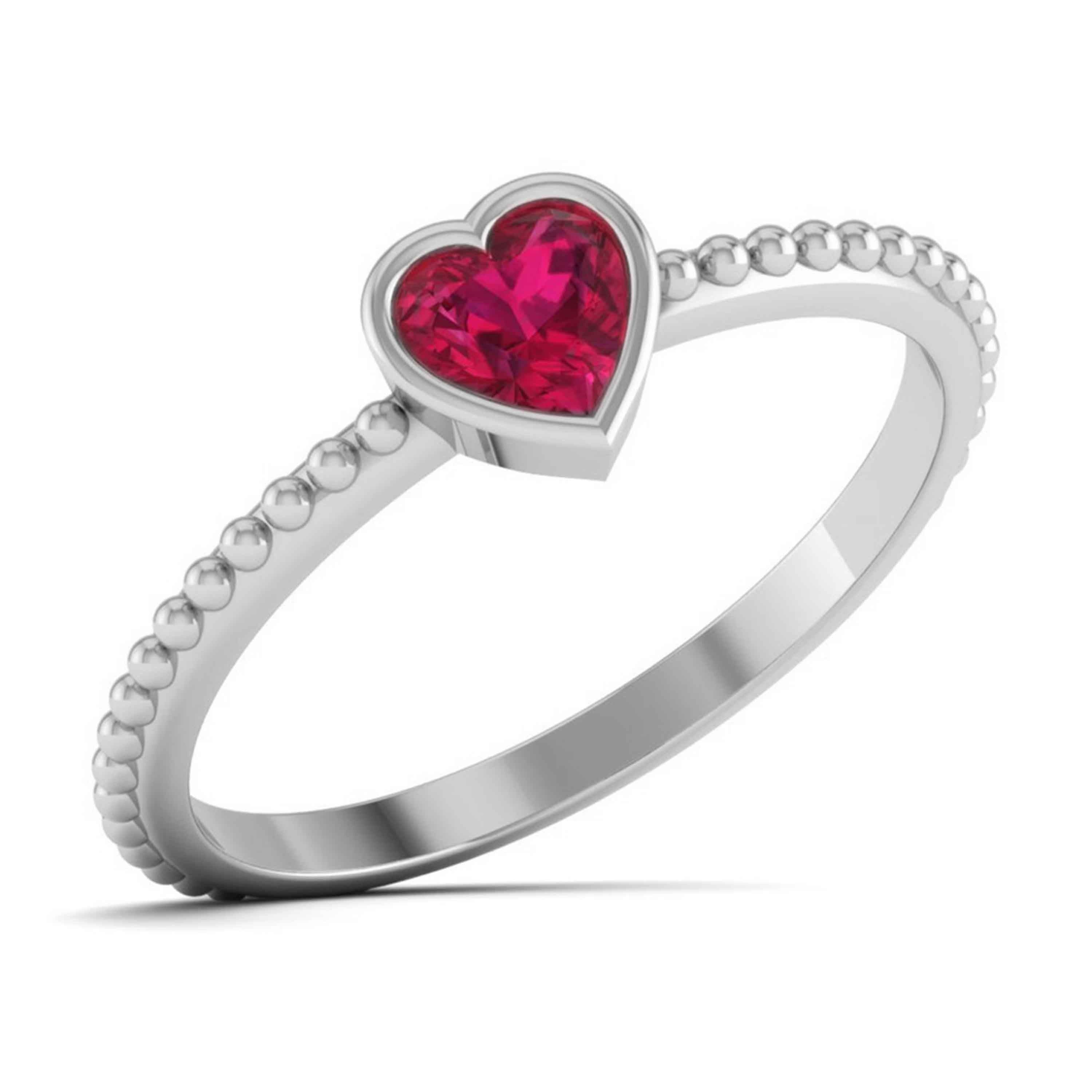 0.25cts Heart Ruby Platinum Ring JL PT R8204   Jewelove.US