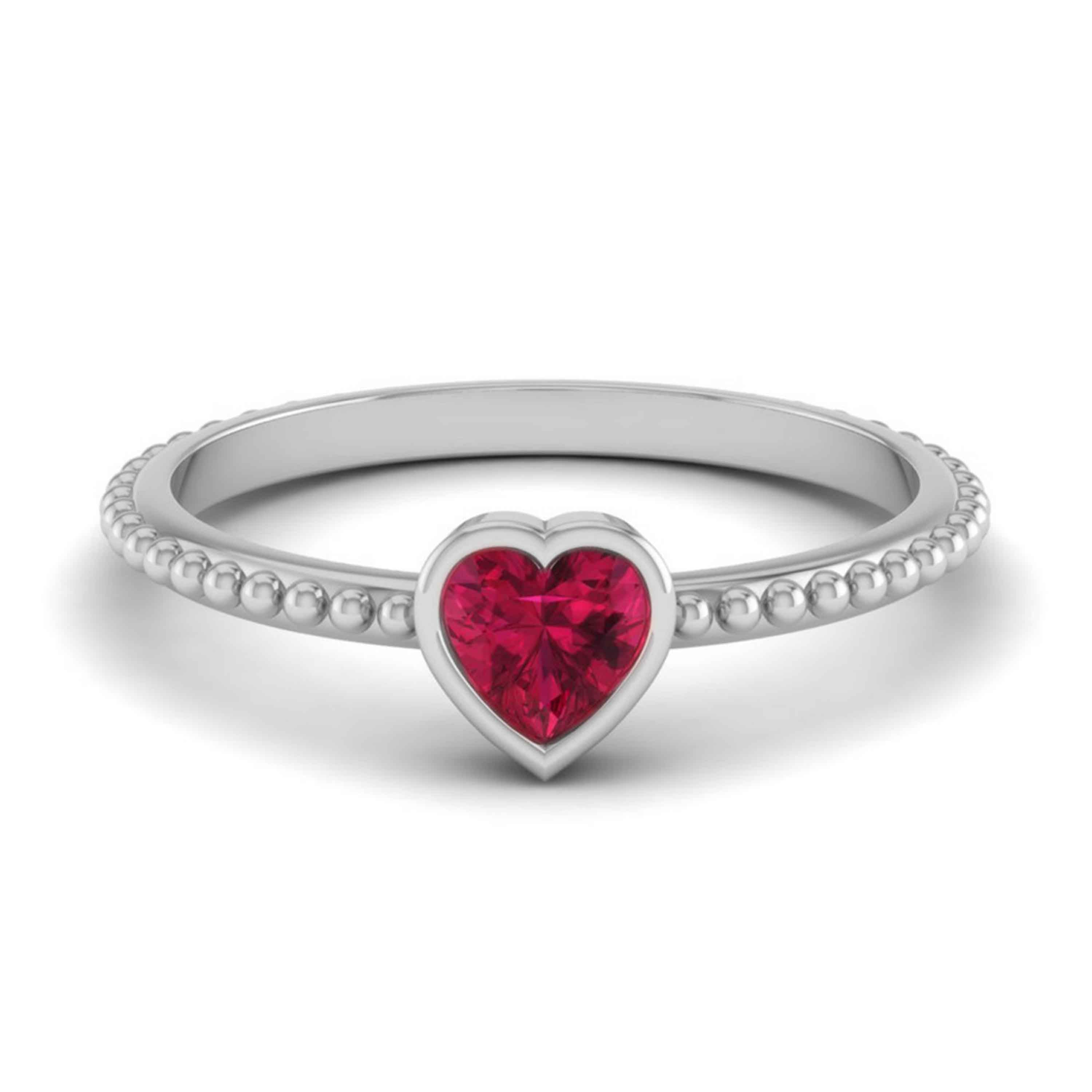 0.25cts Heart Ruby Platinum Ring JL PT R8204   Jewelove.US
