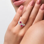 Load image into Gallery viewer, Designer Platinum Heart Ring with Heart Ruby JL PT R8205   Jewelove.US
