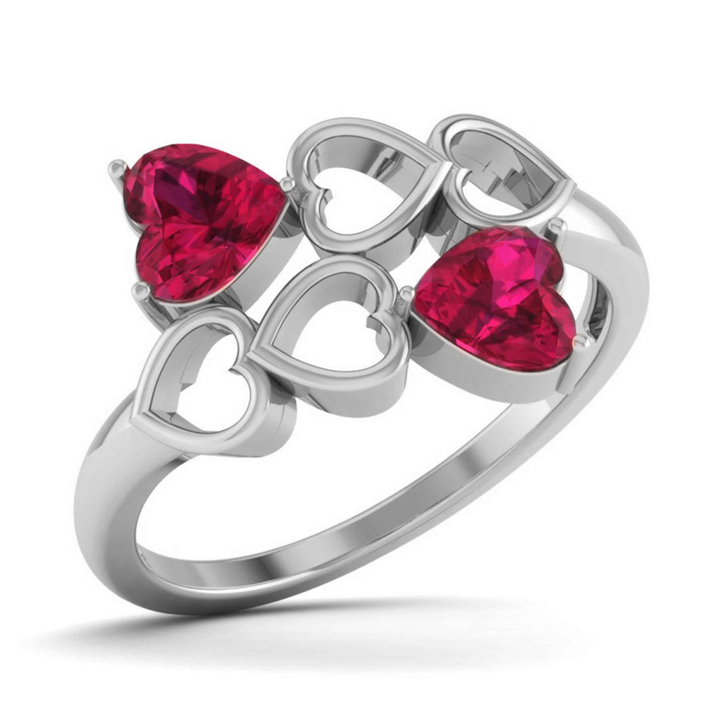 Designer Platinum Heart Ring with Heart Ruby JL PT R8205   Jewelove.US