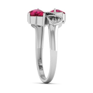 Designer Platinum Heart Ring with Heart Ruby JL PT R8205   Jewelove.US