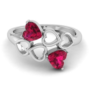 Designer Platinum Heart Ring with Heart Ruby JL PT R8205   Jewelove.US