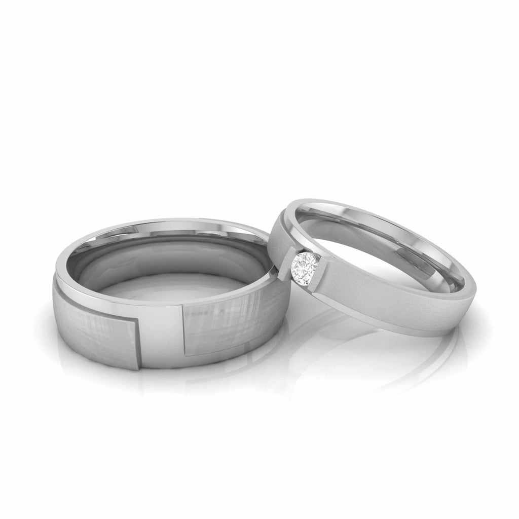 Platinum Diamond Couple Ring with Matte Finish JL PT CB 57  Both-VVS-GH Jewelove