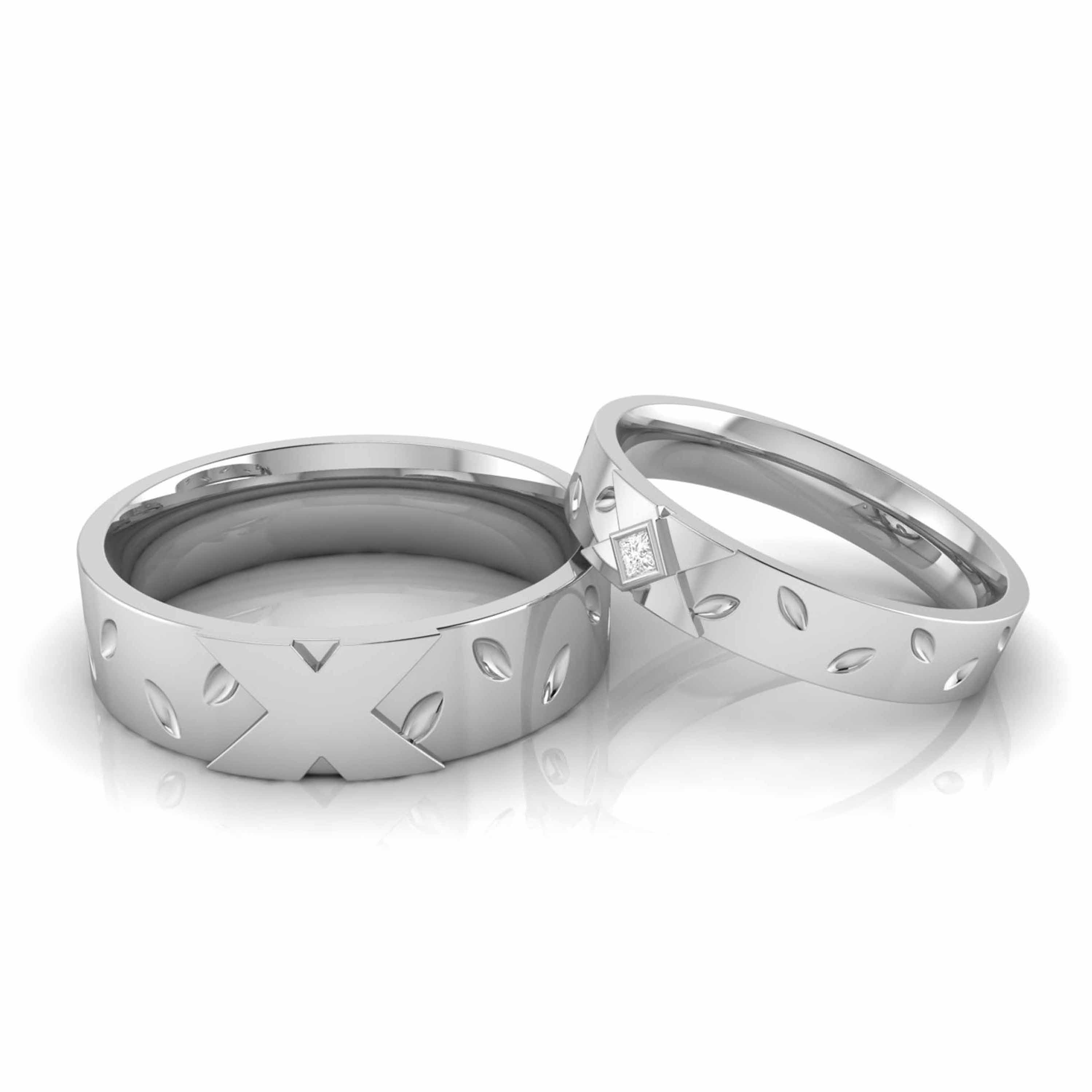Designer Platinum  Princess Diamond Cut Couple Ring JL PT CB 87  Both-VVS-GH Jewelove