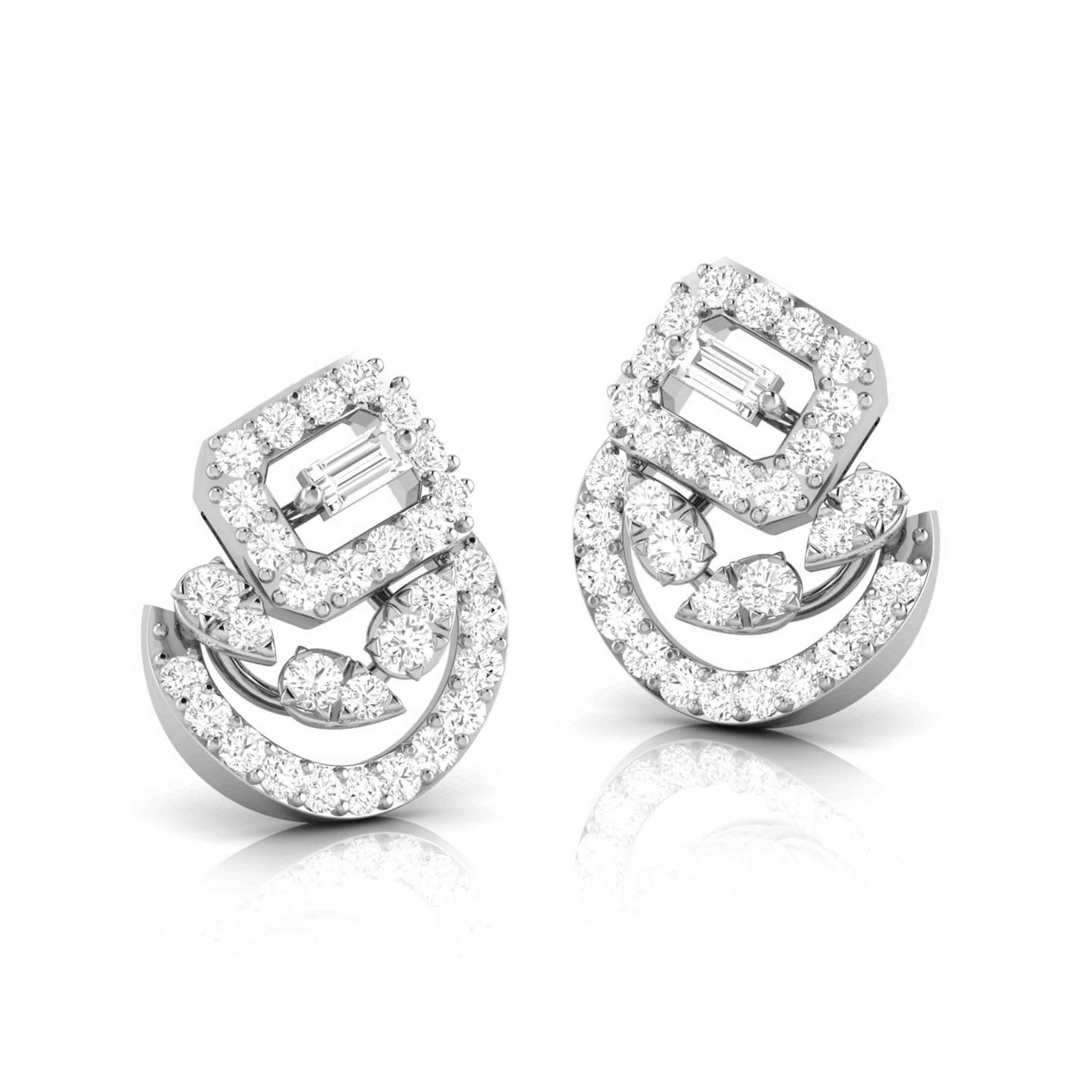 Designer Platinum Diamond Earrings for Women JL PT E OLS 21