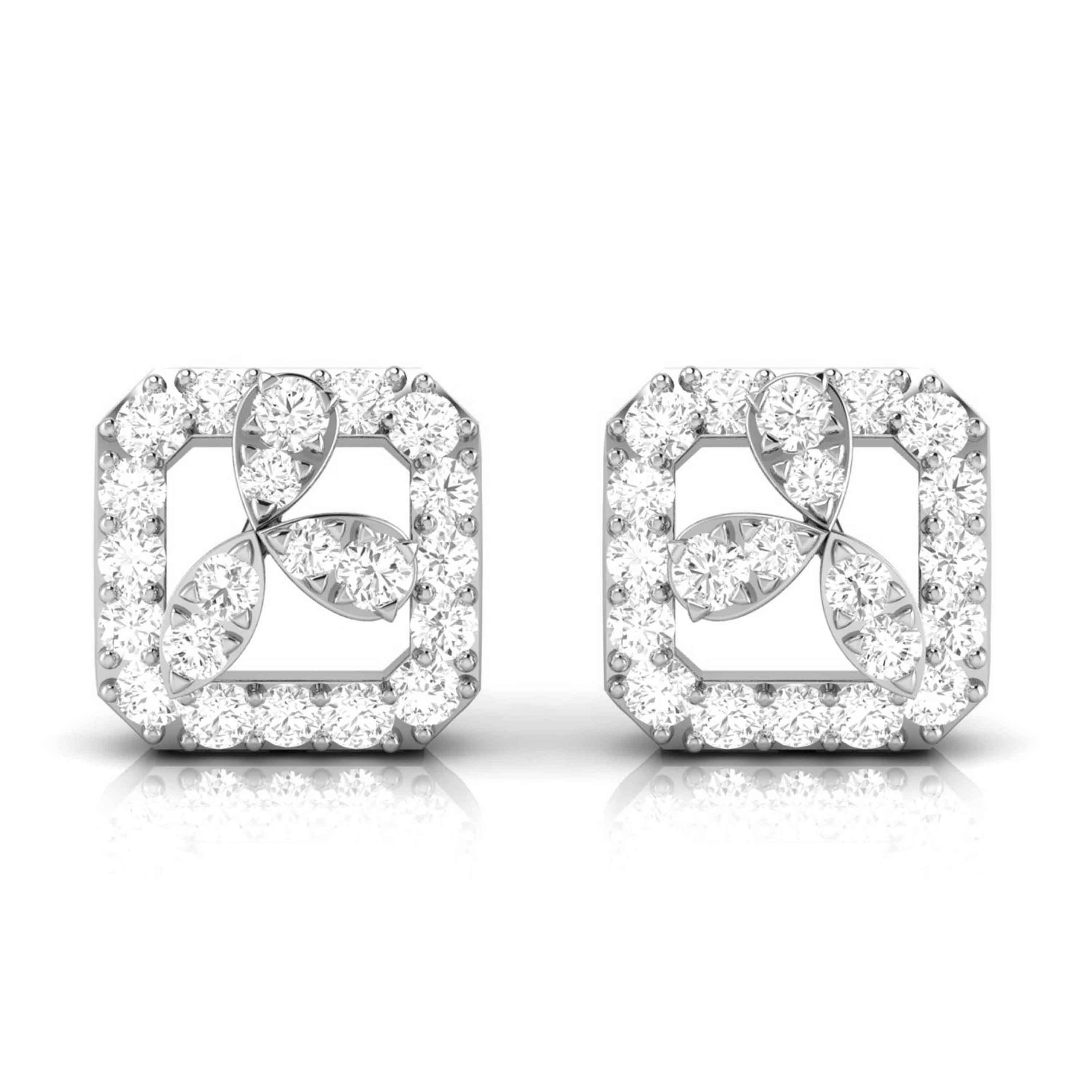 Designer Square Platinum Diamond  Earrings JL PT E OLS 2  VVS-GH Jewelove.US