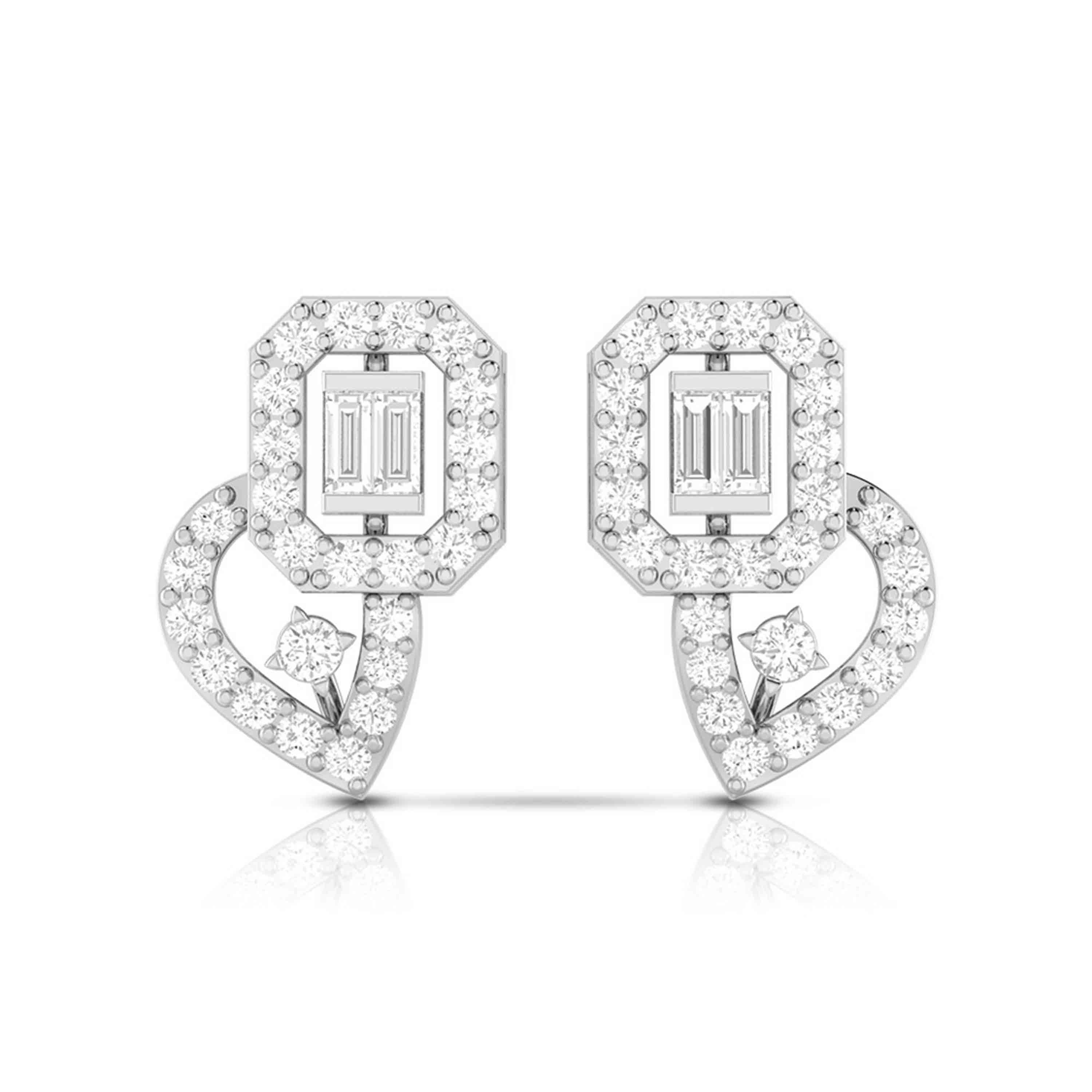 Beautiful Platinum Earrings with Diamonds for Women JL PT E ST 2008   Jewelove.US