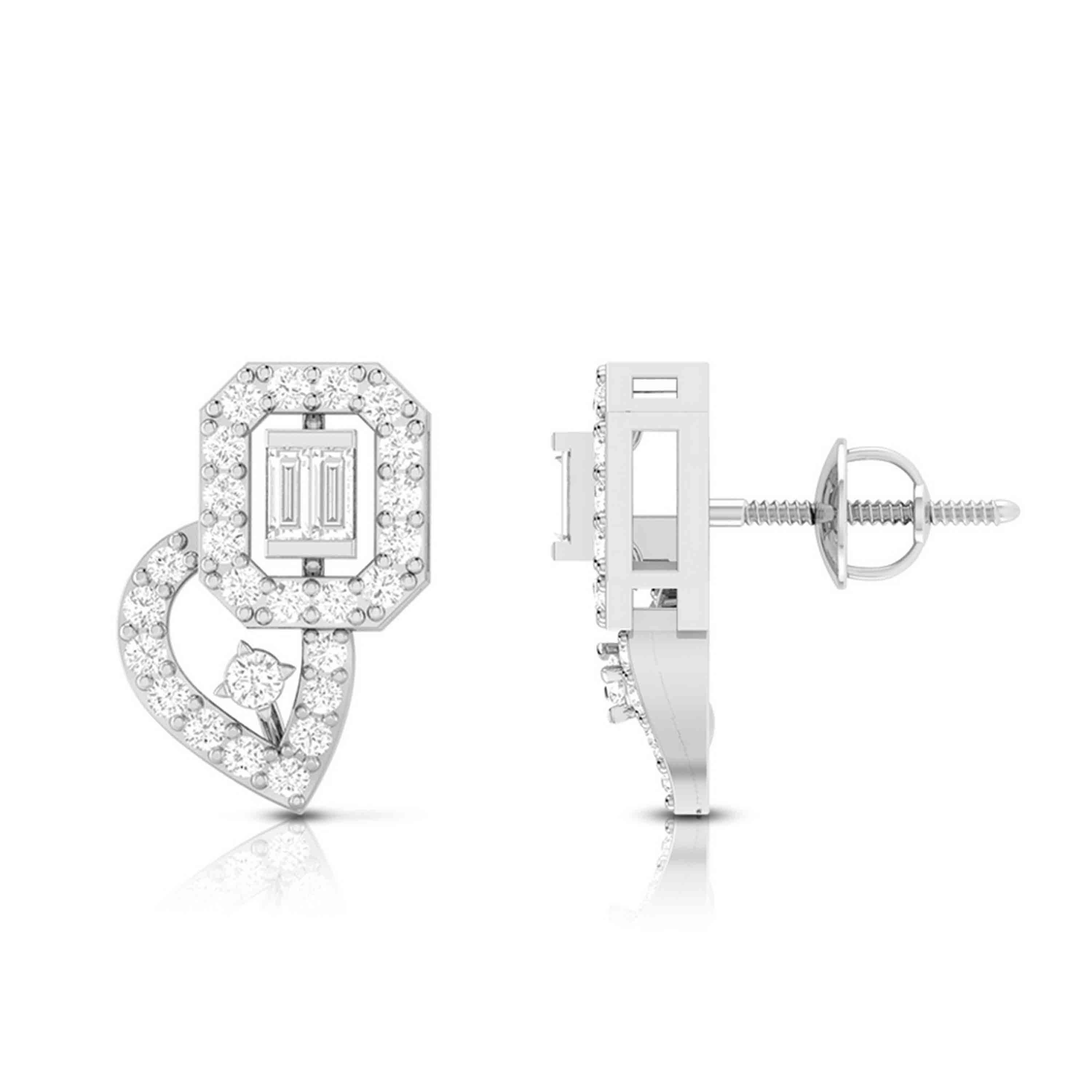 Beautiful Platinum Earrings with Diamonds for Women JL PT E ST 2008   Jewelove.US