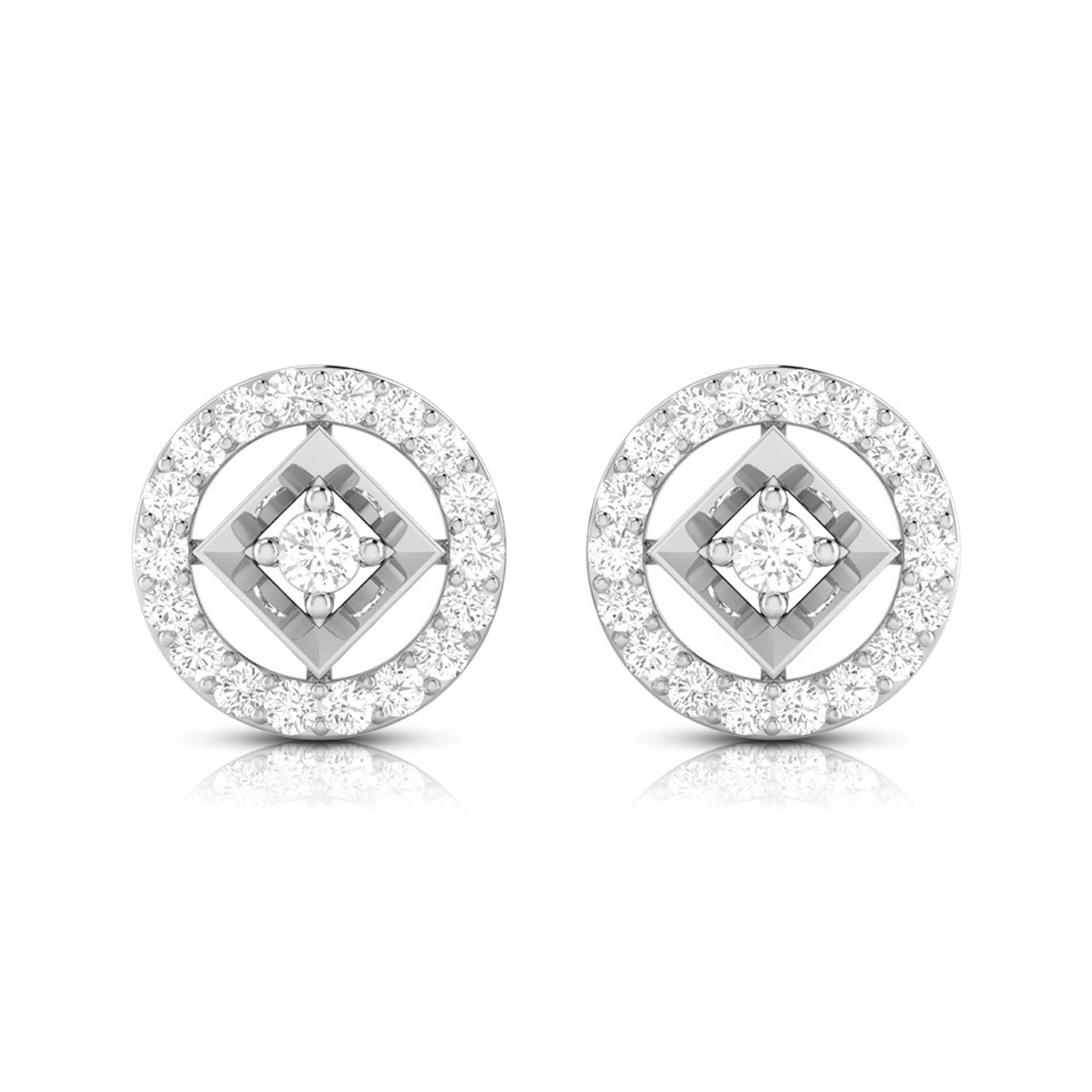 Platinum Circle Earrings with Diamonds for Women JL PT E ST 2101