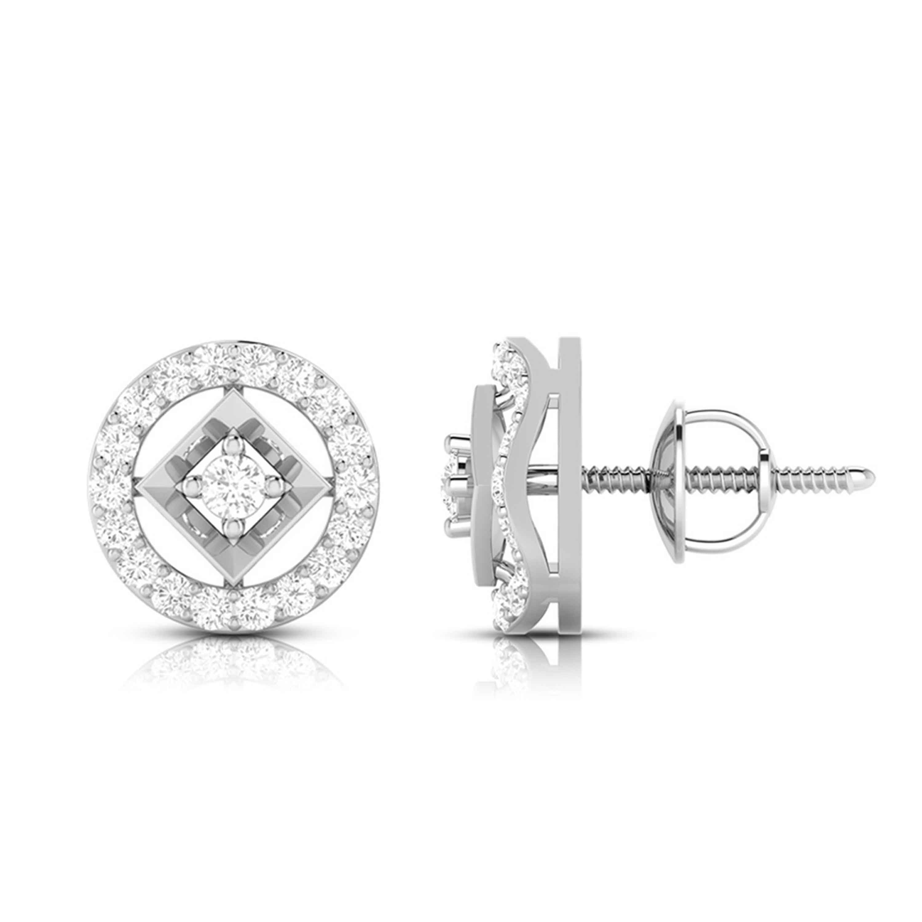 Platinum Circle Earrings with Diamonds for Women JL PT E ST 2101