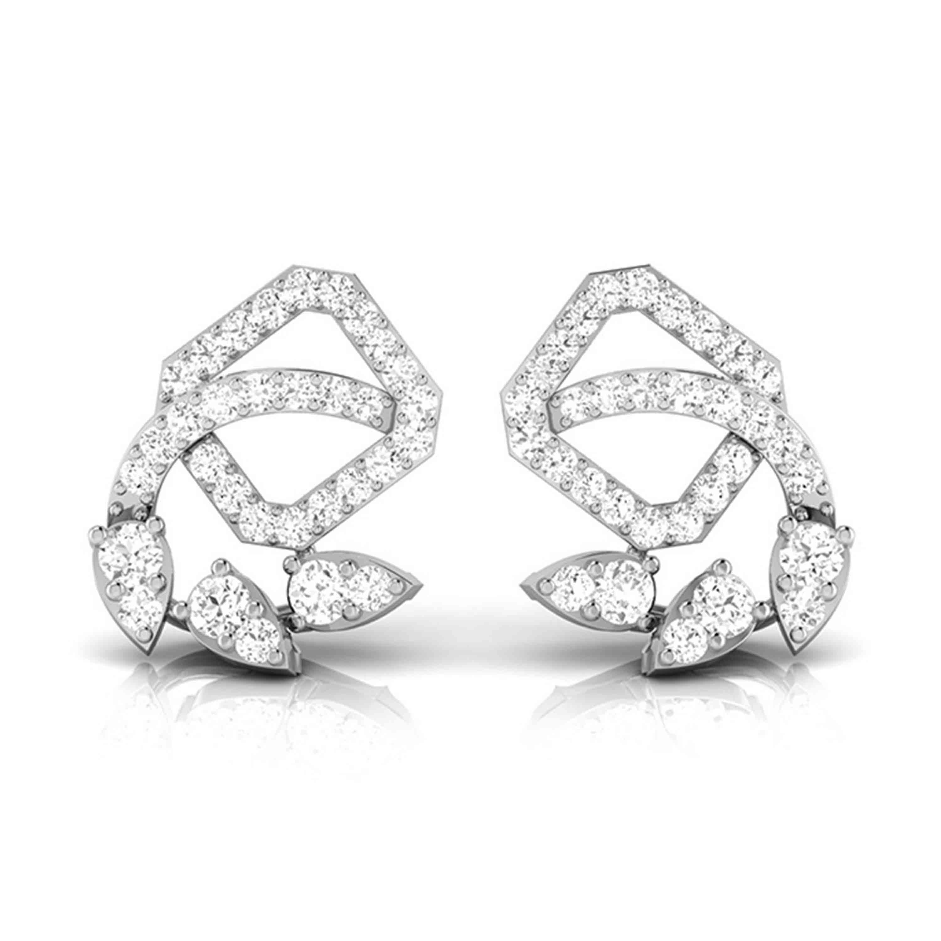 Beautiful Platinum Earrings with Diamonds JL PT E ST 2205
