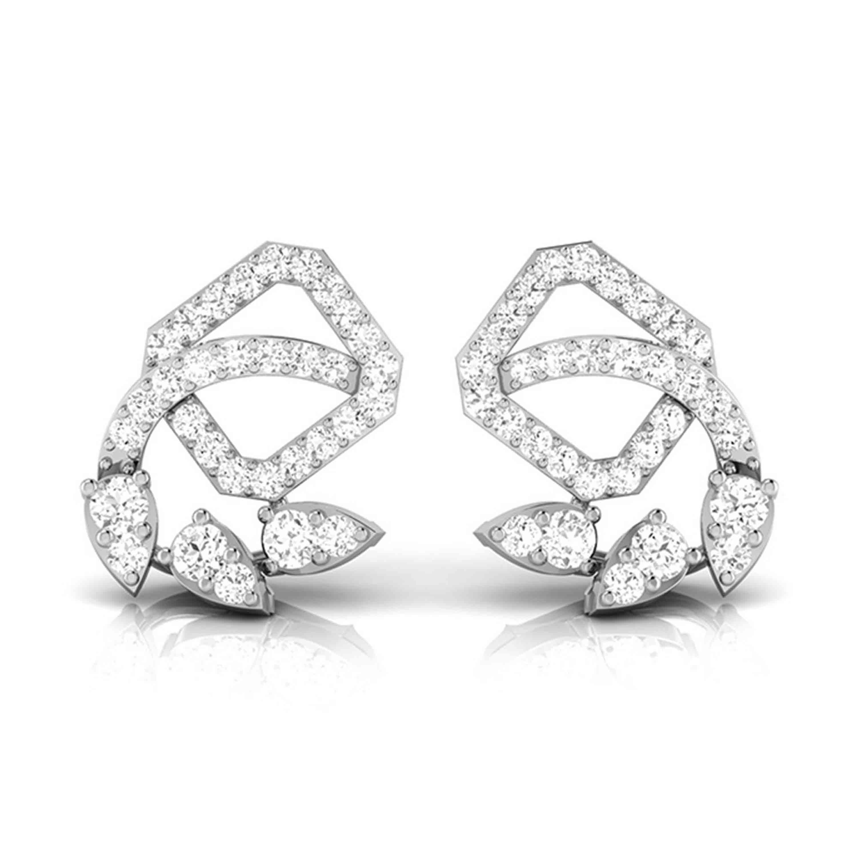 Beautiful Platinum Earrings with Diamonds JL PT E ST 2205