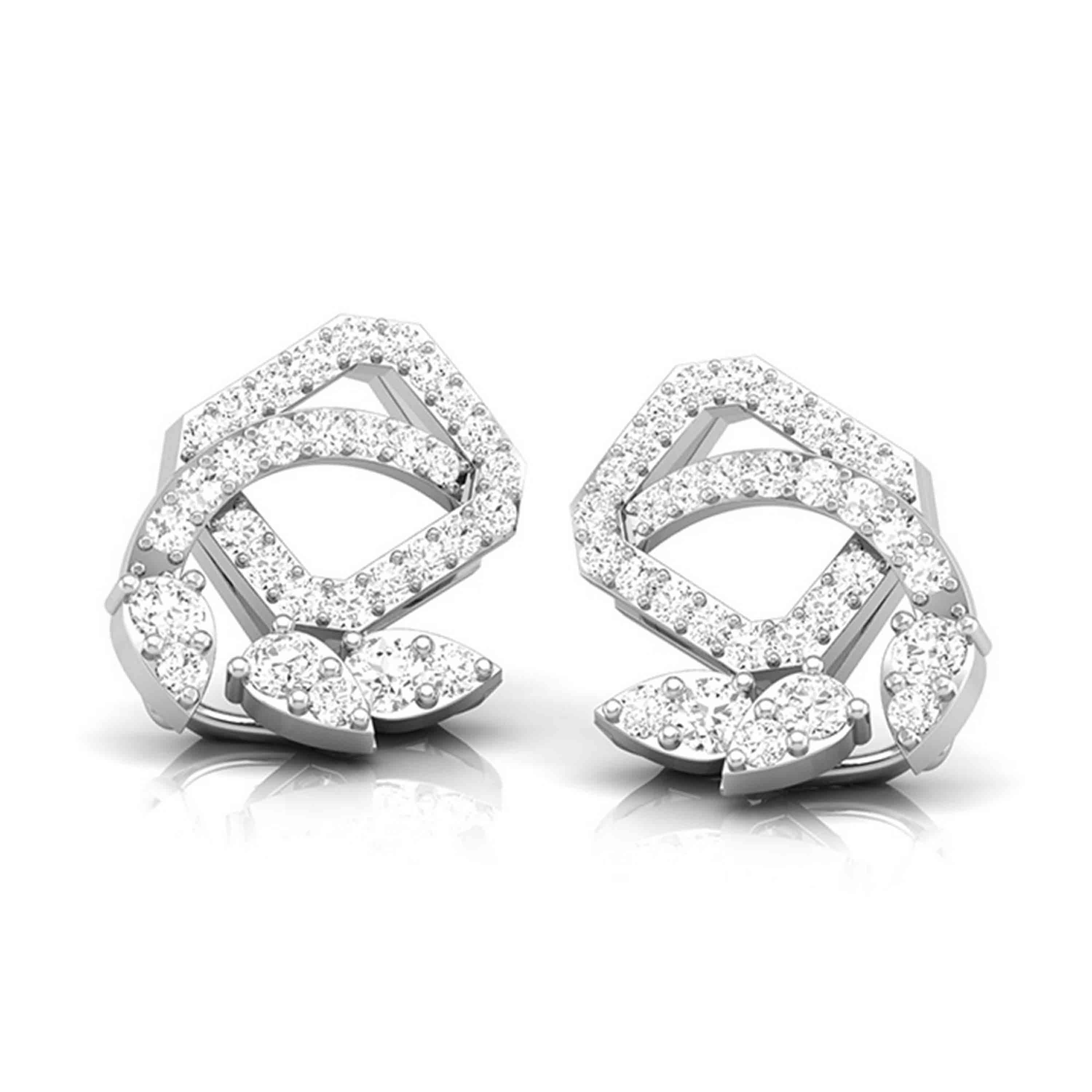 Beautiful Platinum Earrings with Diamonds JL PT E ST 2205