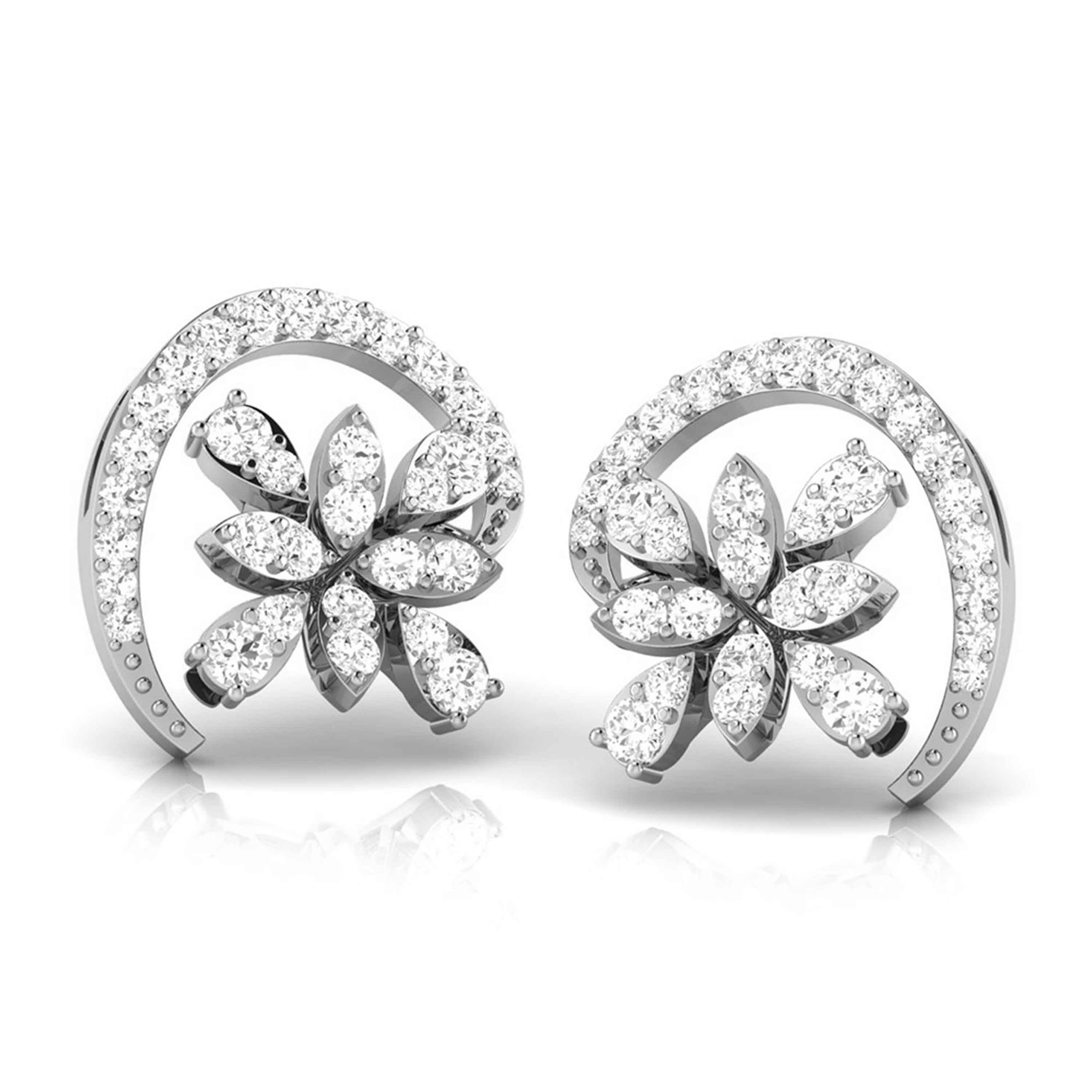 Beautiful Platinum Earrings with Diamonds JL PT E ST 2207