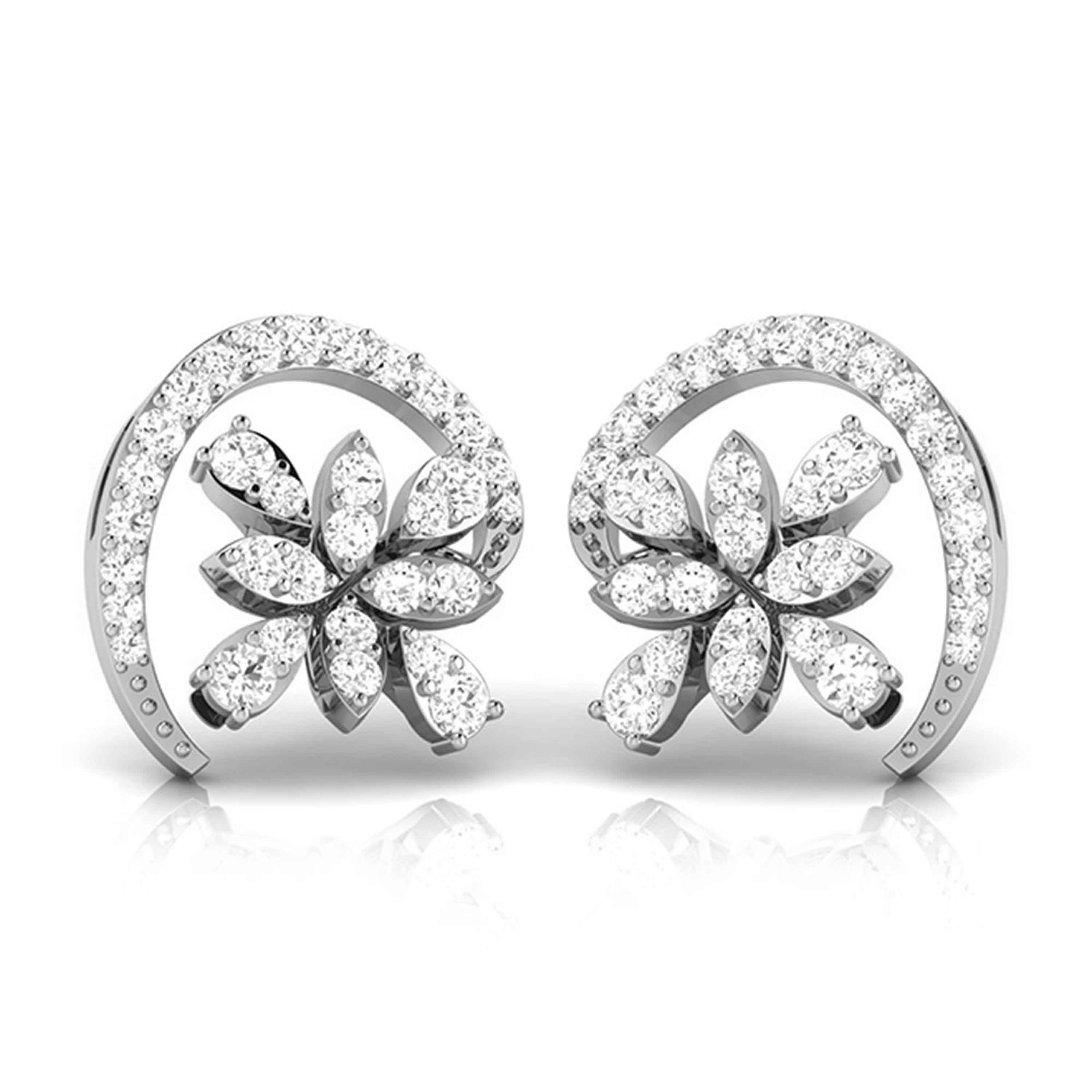 Beautiful Platinum Earrings with Diamonds JL PT E ST 2207