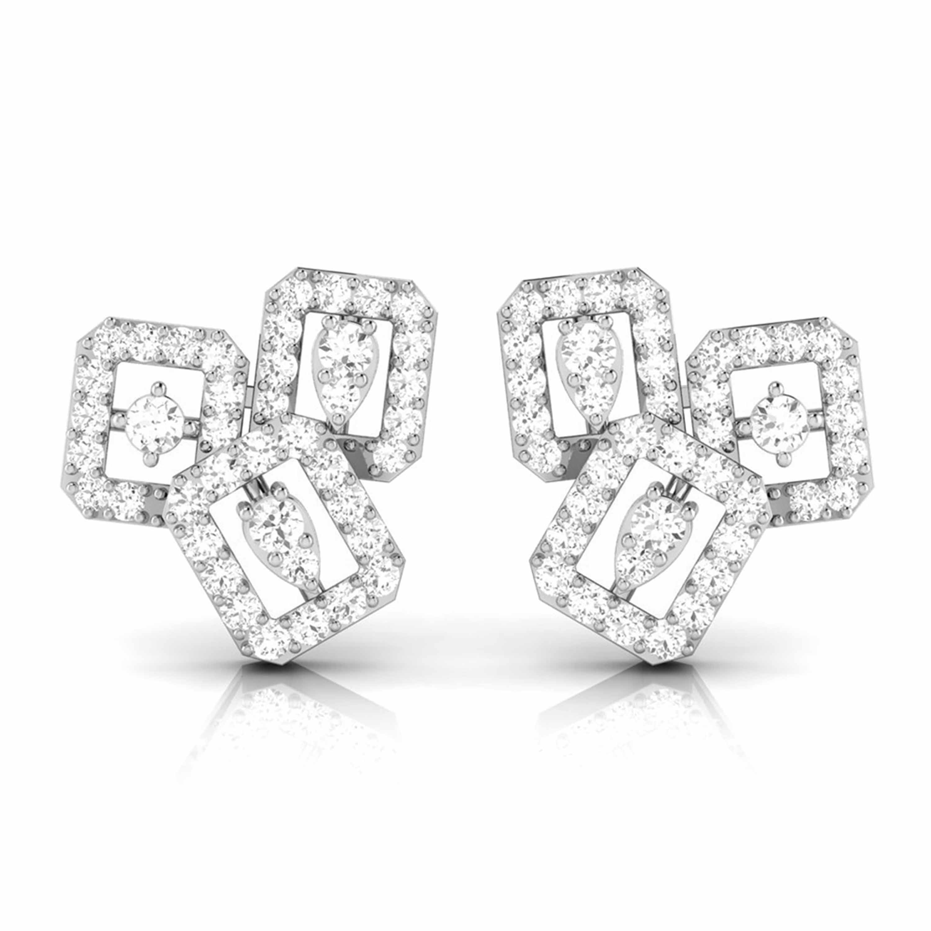 Beautiful Platinum Earrings with Diamonds JL PT E ST 2212