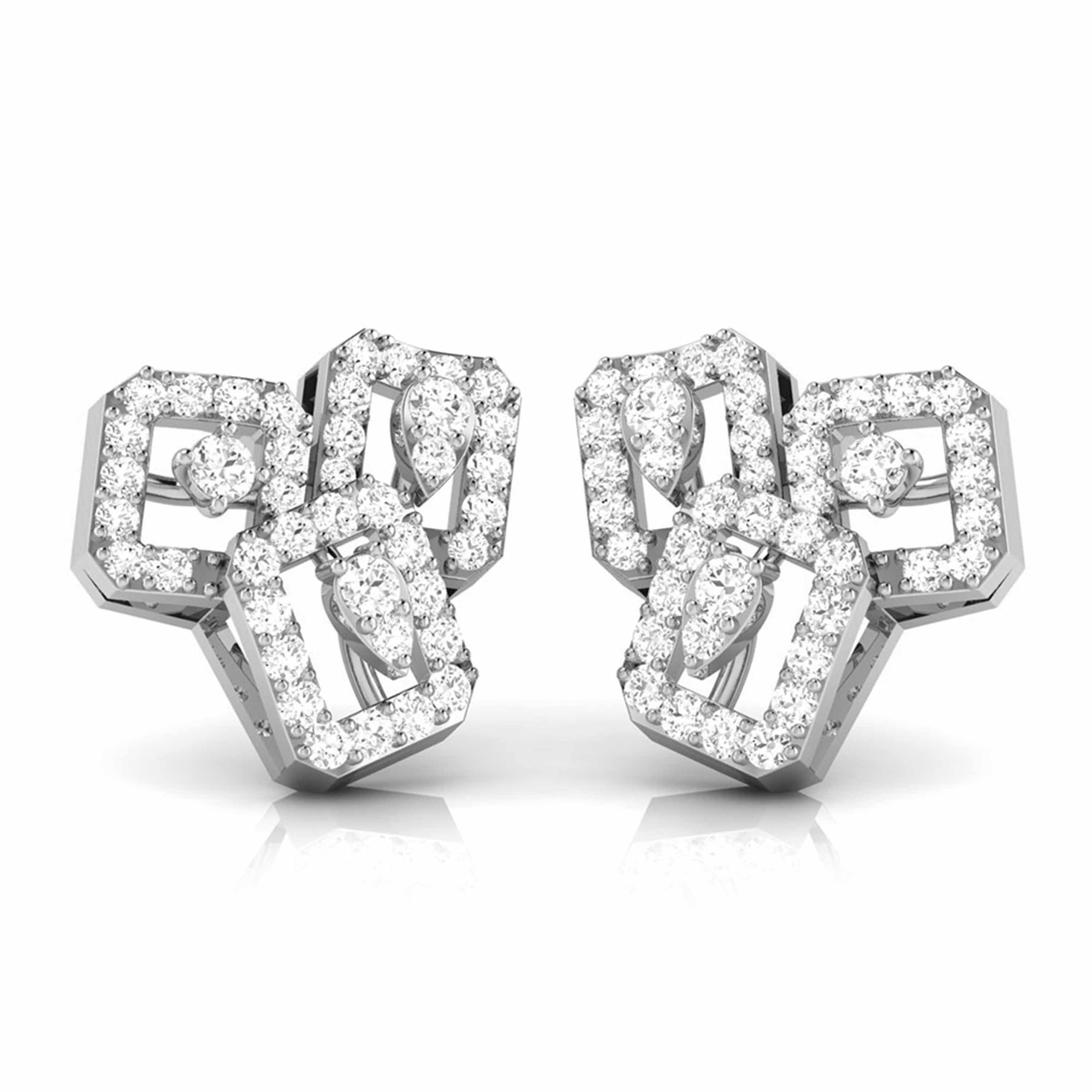 Beautiful Platinum Earrings with Diamonds JL PT E ST 2212