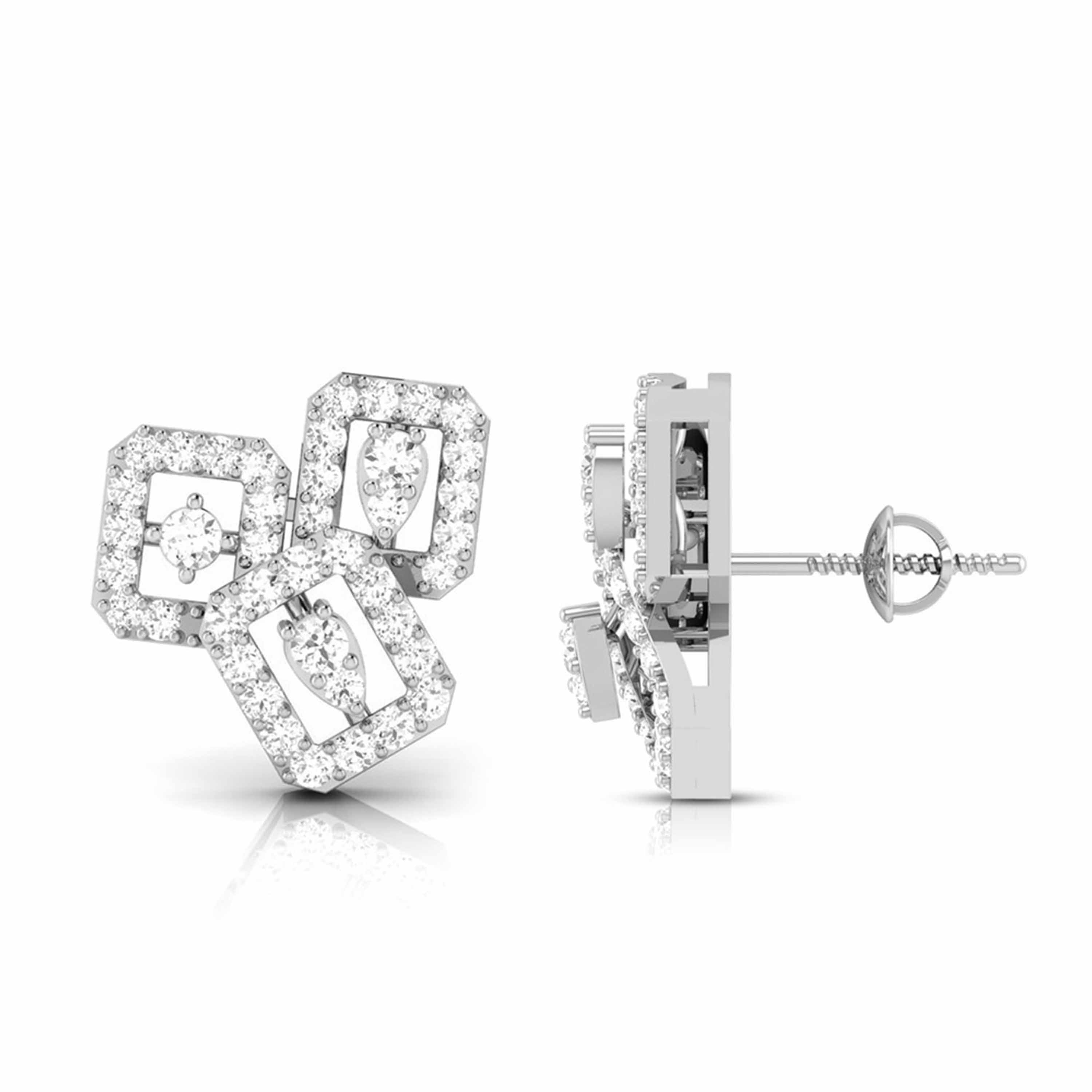Beautiful Platinum Earrings with Diamonds JL PT E ST 2212