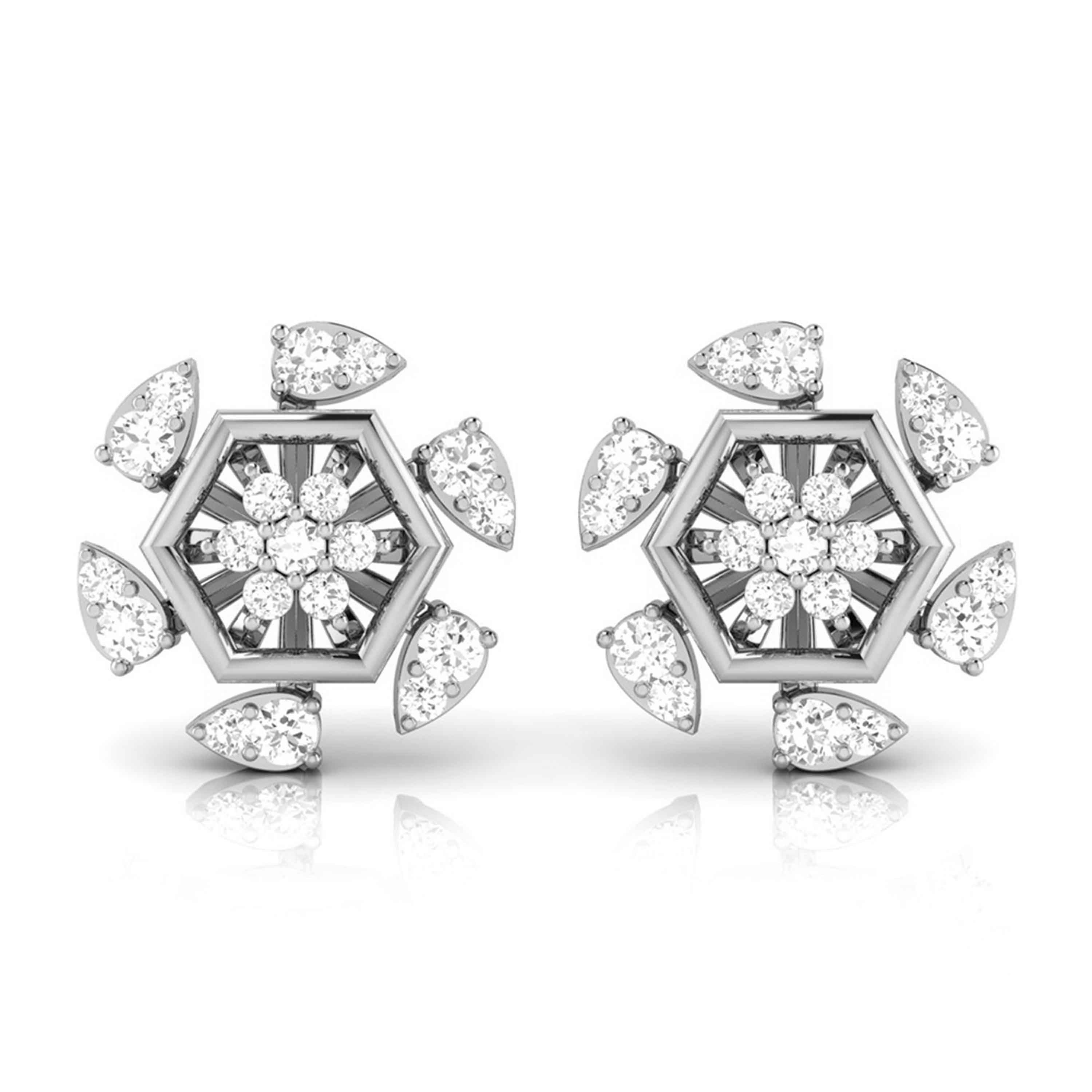 Beautiful Platinum Earrings with Diamonds JL PT E ST 2236