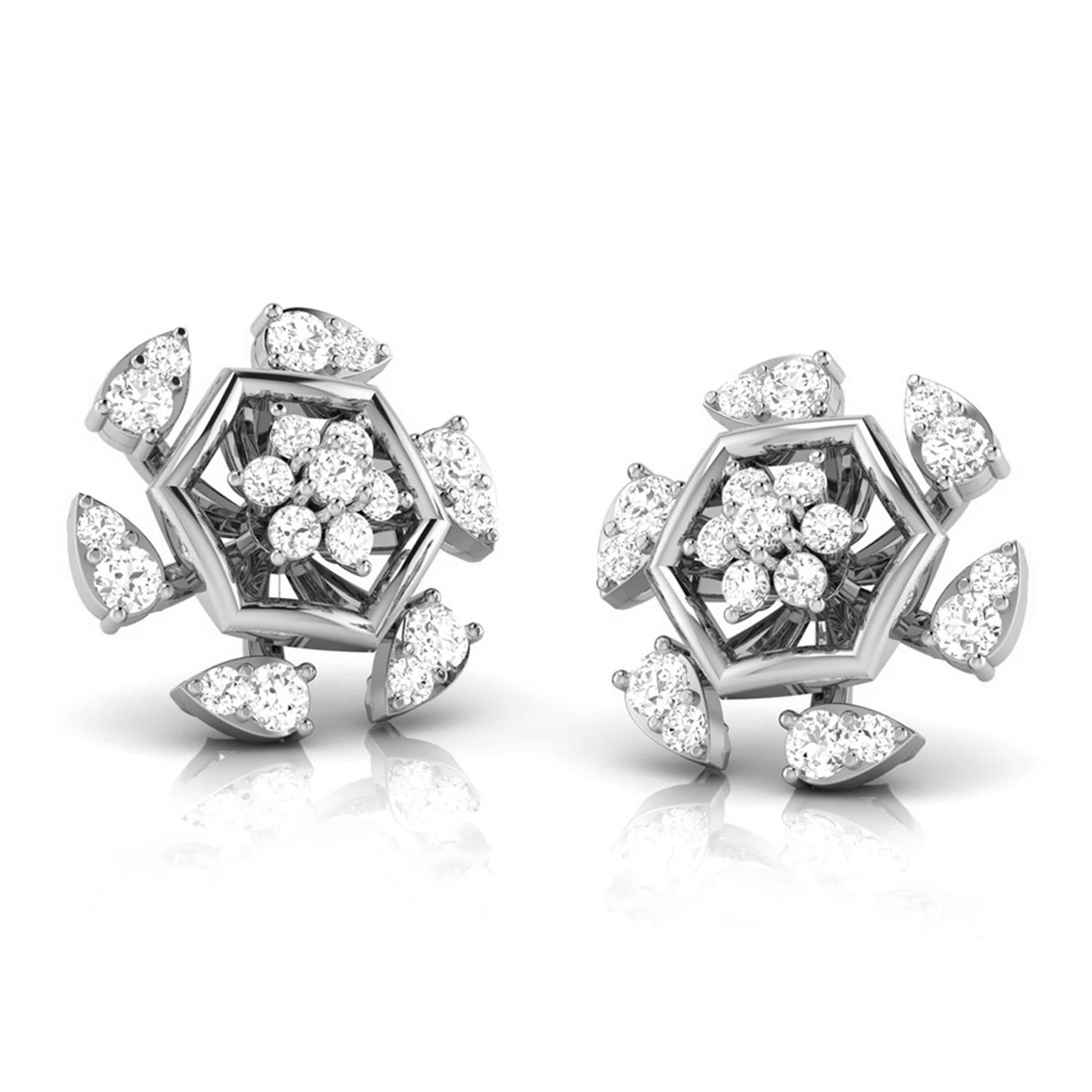 Beautiful Platinum Earrings with Diamonds JL PT E ST 2236