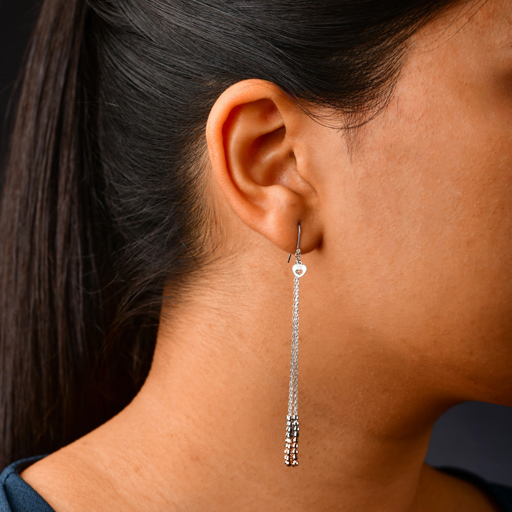 Japanese Designer Platinum Long Earrings with Rose Gold for Women JL PT E 283