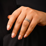 Load image into Gallery viewer, Flexible 3-row Platinum &amp; Rose Gold Ring with Diamond Cut Balls JL PT 722
