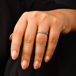 Load image into Gallery viewer, Flexible 2-row Platinum &amp; Rose Gold Ring with Diamond Cut Balls JL PT 721
