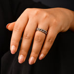 Load image into Gallery viewer, Japanese 2 Row Flexible Size Platinum Ring with Diamond Cut Balls JL PT 1020
