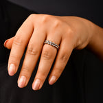 Load image into Gallery viewer, Japanese 2 Row Flexible Platinum Rose Gold Fusion Ring with Diamond Cutting JL PT 1021
