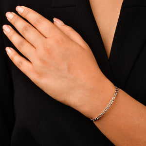 Unique 2-Row Japanese Platinum & Rose Gold Bracelet for Women JL PTB 774