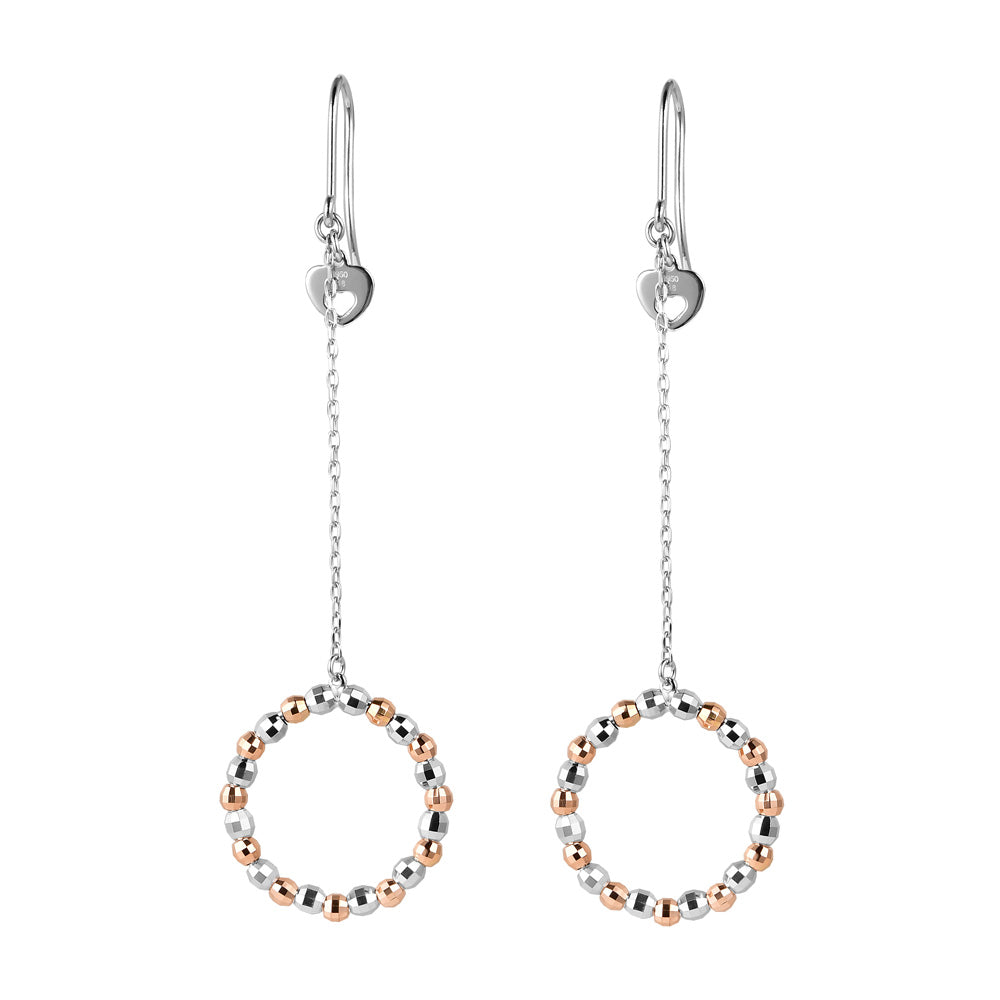 Japanese Platinum Earrings with Rose Gold Diamond Cut Balls for Women JL PT E 223