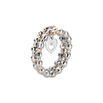 Load image into Gallery viewer, Japanese 2 Row Flexible Platinum Rose Gold Fusion Ring with Diamond Cutting JL PT 1021
