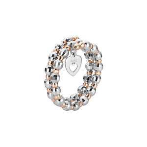 Japanese 2 Row Flexible Platinum Rose Gold Fusion Ring with Diamond Cutting JL PT 1021   Jewelove