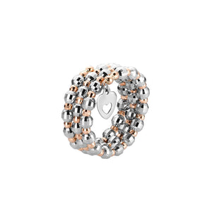 Japanese 3 Row Flexible Platinum Rose Gold Fusion Ring with Diamond Cutting JL PT 1026   Jewelove