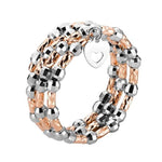 Load image into Gallery viewer, Dazzling Shiny 3-Row Flexible Platinum &amp; Rose Gold Ring with Diamond Cut Balls JL PT 718
