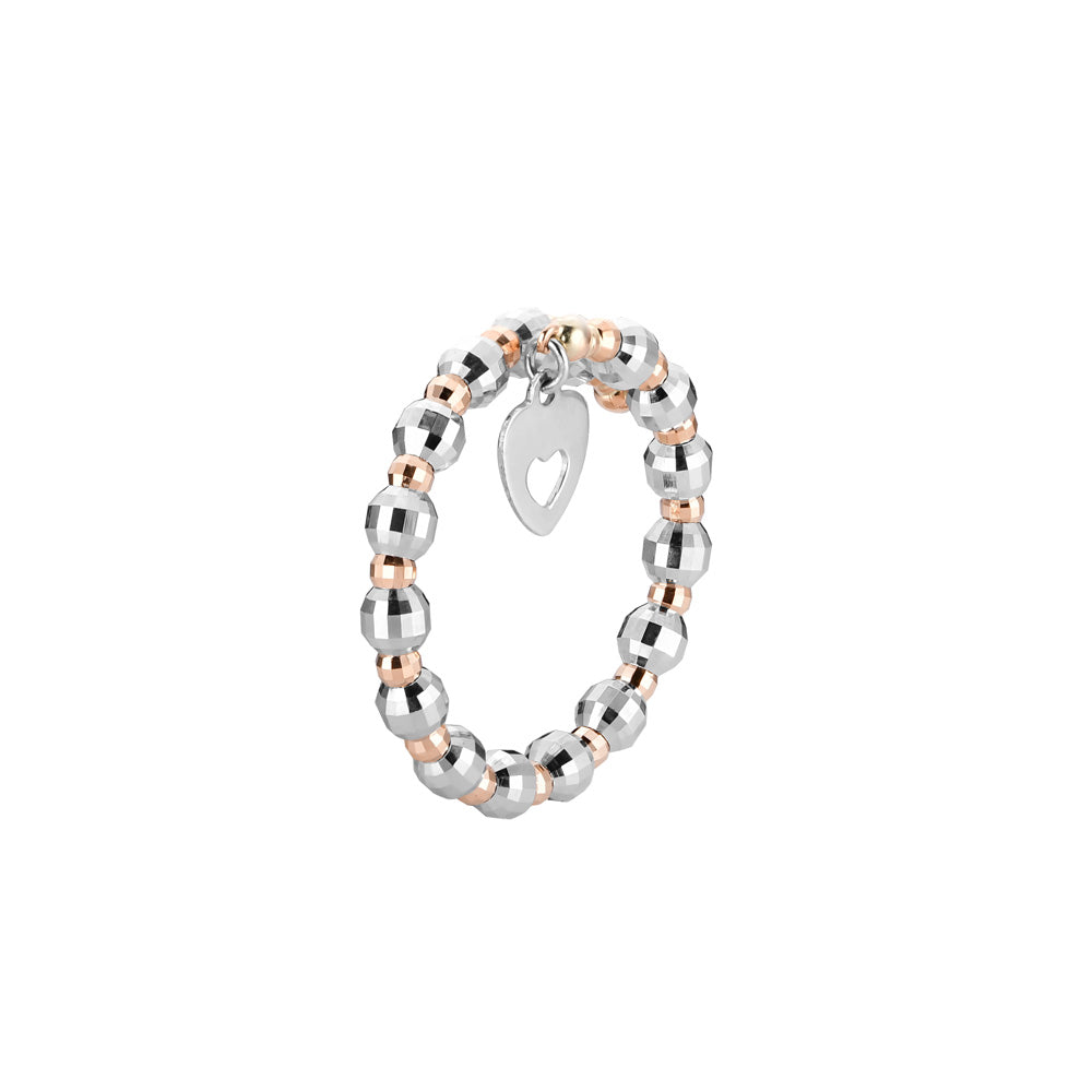 Japanese Flexible Platinum & 18K Rose Gold Ring with Diamond Cut Balls JL PT 1072   Jewelove