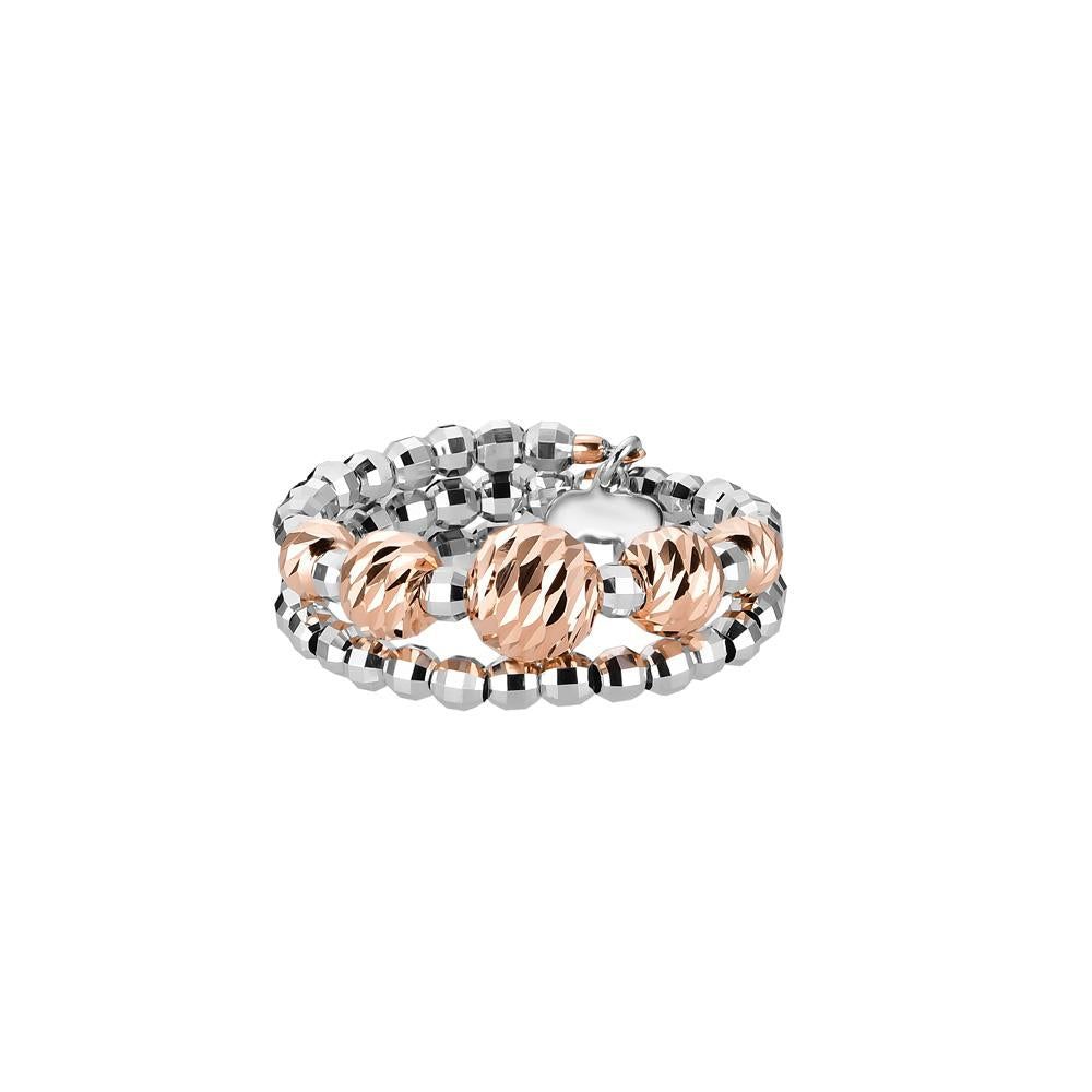 Flexible Platinum & Rose Gold Ring with Diamond Cut Balls JL PT 719   Jewelove.US